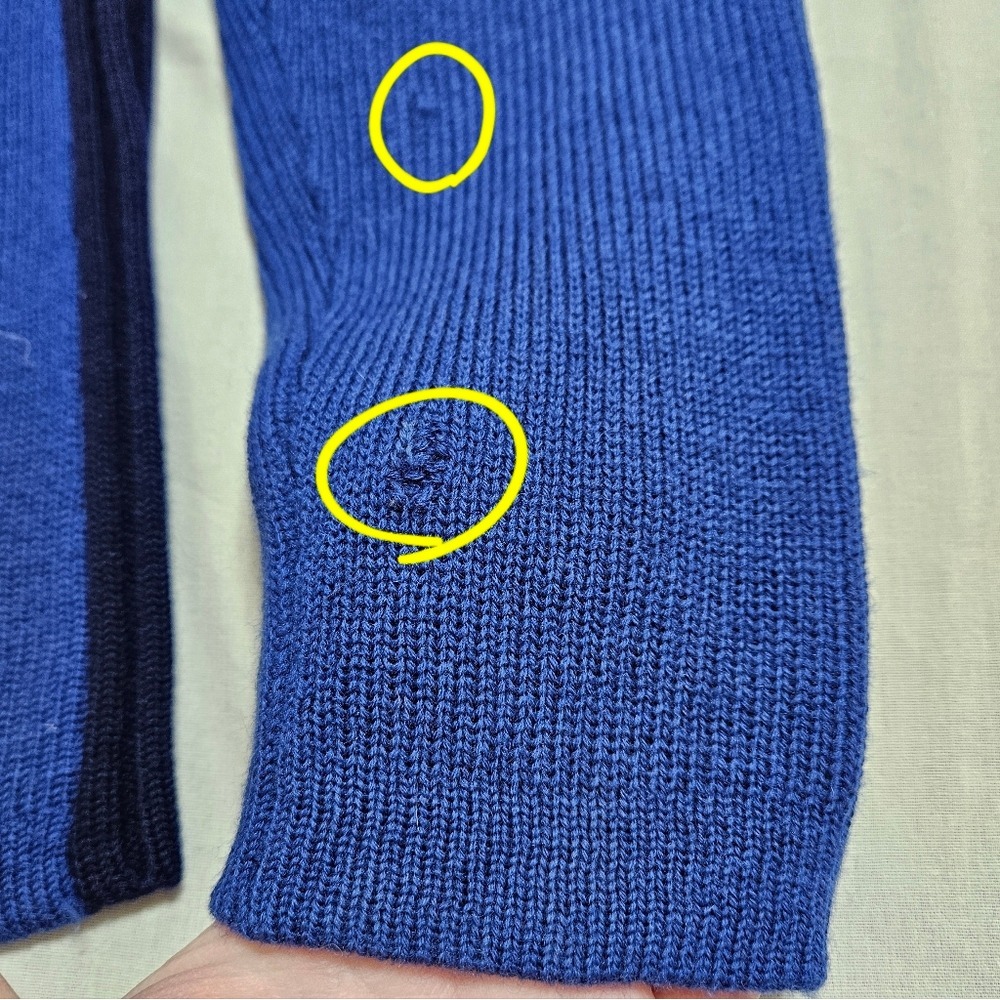 Limited‎ America Womens 100% Merino Wool Full Zip Sweater Cardigan Cozy Blue L - Picture 9 of 10